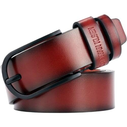 CKobj Cowhide Mens Premium Belt Mens Belt New Fashion Classic Retro Pin Buckle Leather Large Size 95-125CM Belt Men