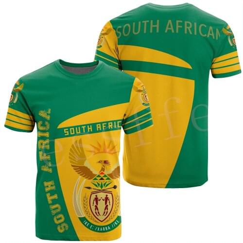 Tessffel County Animal South Africa Flag Springbok 3DPrint Men/Women Summer Casual Funny Tee Short Sleeve T-Shirts Streetwear A4