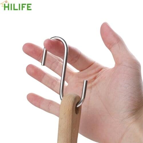 HILIFE Non-slip Stainless Steel Multifuction S Type Hat-and-Coat Hook 38mm Cookware Hook Ktichen Accessories