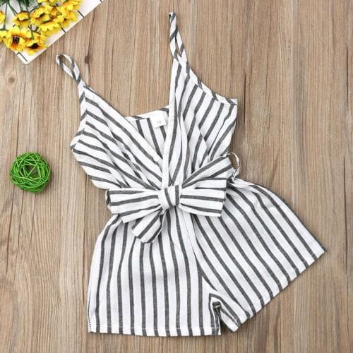 Newborn Infant Baby Girl Clothes Sleeveless Romper Stripe Outfit Cotton Playsuit