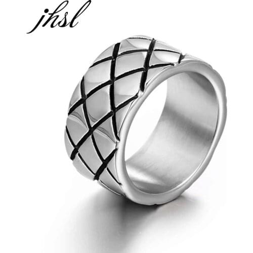 JHSL Rings for Men Stainless Steel Silver Color Fashion Jewelry Christmas Gift Size 7 8 9 10 11 Wholesale