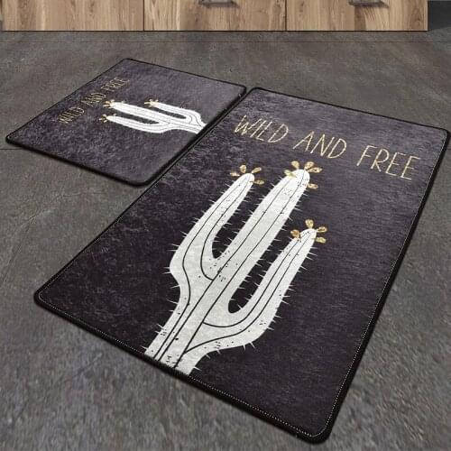 Bath Mat Digital Print 2pcs Wild and Free Cartoon Black Anti-slip Home Floor Decoration Bedroom Entrance Doormat Bathroom Carpet