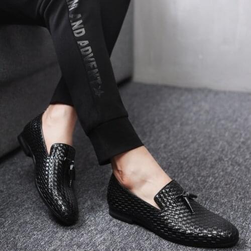 Hot Sale Men Shoes Fashion Woven Business Mens Leather Shoes Comfortable Casual Flat Shoes Men Wedding Shoes Plus Size 38-47