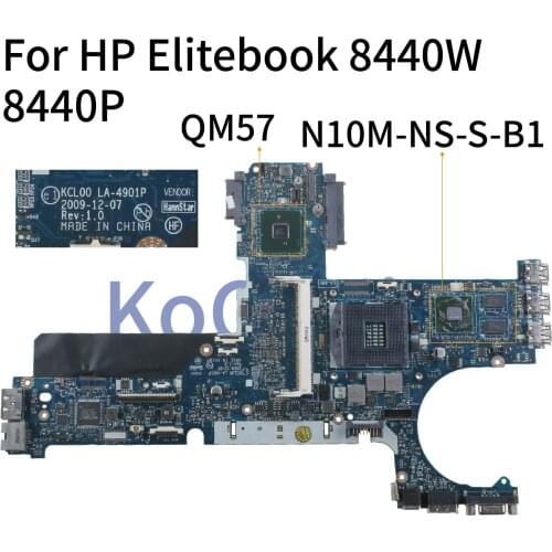 KoCoQin Laptop Motherboard For HP Elitebook 8440W 8440P Mainboard 594026-001 KCL00 LA-4901P N10M-NS-S-B1 QM57 DDR3