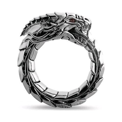 Fashion 20/30/50pcs mens ring dragon-shaped punk retro mens domineering finger ring creative gift jewelry wholesale lots bulk