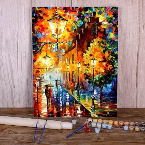 Lights In The Night DIY Paint By Numbers Package Acrylic Paints 50*70 Oil Painting Handmade Crafts Adults Wholesale Drawing