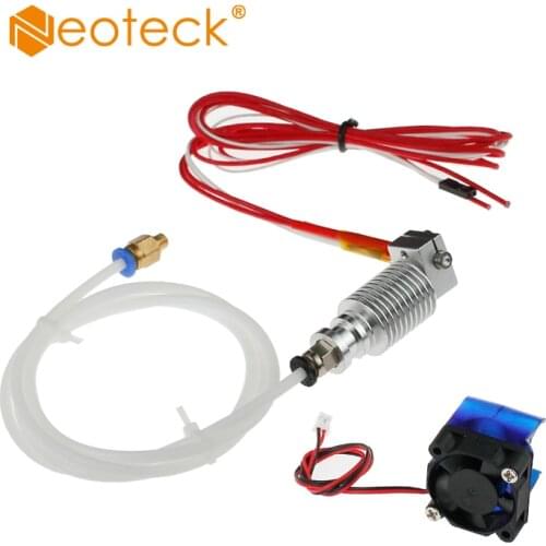 Neoteck 12V 40W V6 J-head Hotend + Fan for 1.75mm Bowder extruder 0.4mm nozzle Kossel With PTFE Tube For 3D Printer 6 x 20mm