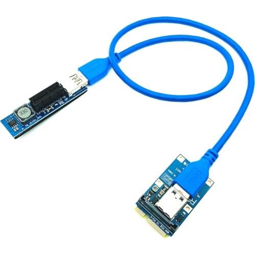 Mini PCIE to PCI-E X1 Expansion Card Riser Card PCI Express Extension Cable SATA Power Connector 60CM USB3.0 Cable PCIE Extender