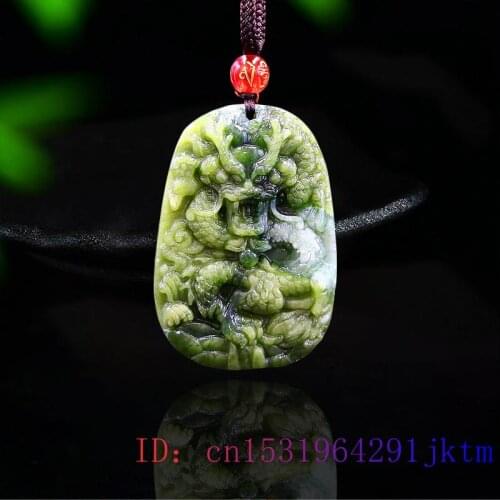 Jade Dragon Pendant Carved Charm Gifts Amulet Jewelry Women Accessories Fashion Chinese Necklace Natural Gemstone