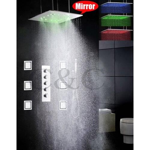 Atomizing & Rainfall Bathroom LED Shower Faucet 20 Inch Two Functions Shower Head 4 Water Functions Work Together Or Separately