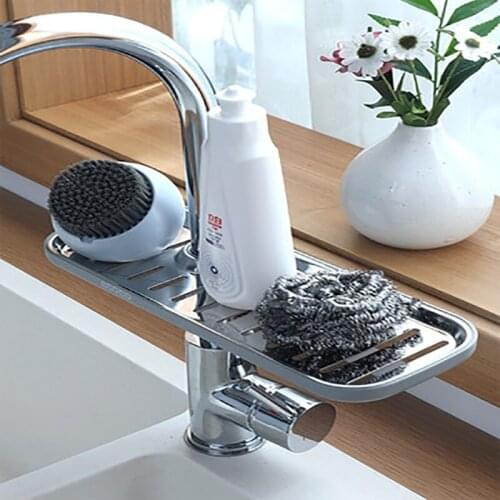 Faucet Rack Drain Rack Stainless Steel Sink Storage Artifact Household Sponge Holder Kitchen Sink Caddy Organizer Accessories