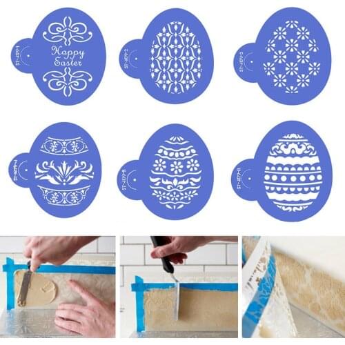 8Pcs/Set Easter Egg Shape Cookie Stencils Cake Fondant Cupcake Decorating Mold Bakeware Tool Sugar Chocolate Coffee Spray Tools