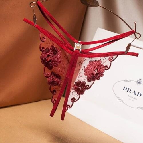 Sexy Crotchless Embroidery Panties G-Strings Women Sexy Panties Thong & Tangas Sexy Erotic Lingerie Underwear Open Gusset Crotch