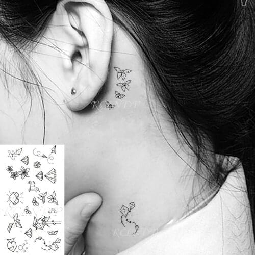 Waterproof Temporary Tattoo Sticker Whale Flower Boat Bird Kite Line-drawing Element Fake Tatto Flash Tatoo for Kids Men Women