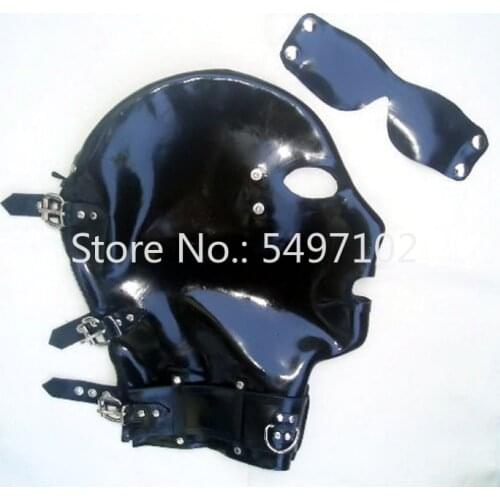 Handmade Latex fetish mask bondage hood blinder by snap back zipper custom made