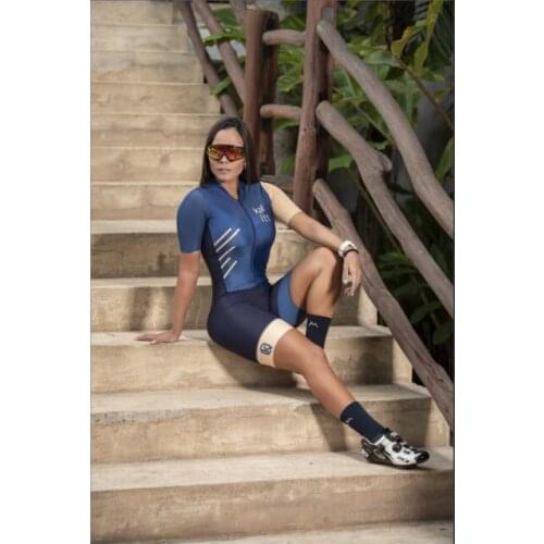 Kafitt-9D-gel Womens Triathlon Cycling Jersey One-Piece Skirt Little Monkey Short Sleeve Set Bicycle Race