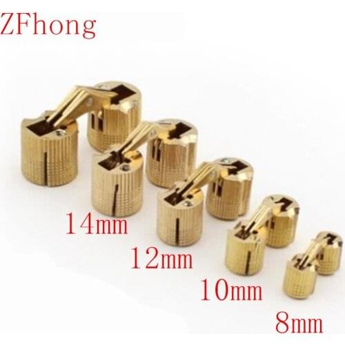10pcs 8mm 10mm 12mm 14mm Copper Barrel Hinges Cylindrical Hidden Cabinet Concealed Invisible Brass Hinges Mount