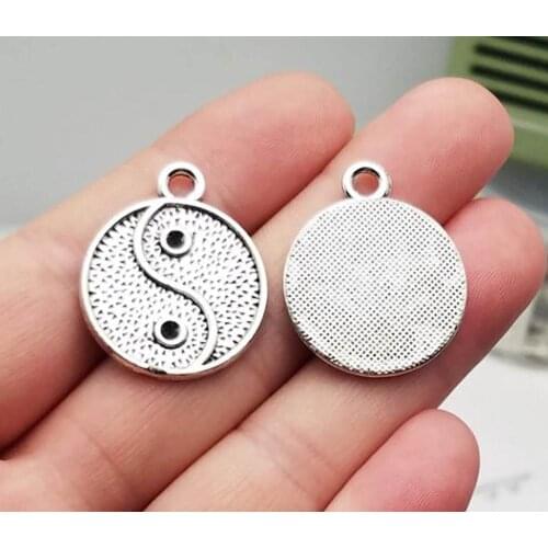 10pcs/lot--23mm, The Eight Diagrams cham,Antique silver plated Yin Yang charms,DIY supplies,Jewelry accessories