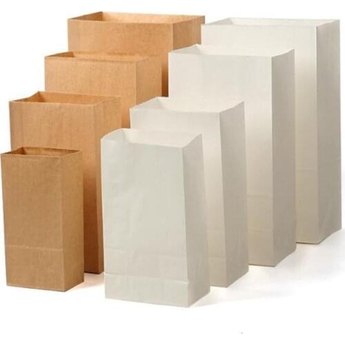 100Pcs Kraft Paper Bag Gift Bags Candy Cookie Bread Nuts Bag For Biscuits Baking Package Supplies