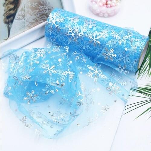15CM 10Yards Tulle Roll Snowflake Tulle Roll HX19 Baby Sewing Mesh Fabric DIY Skirt Organza Birthday Party Christmas Craft Decor