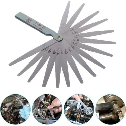 17 Blades Feeler Gauge Metric Gap Filler 0.02-1.00mm Gage Measurment Tool for Engine Valve Adjustment for Motocycle