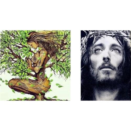 2 Set Diamond Painting Cross Stitch Landscape 5D Kits Diamond Embroidery - " Tree" MotherS Day Gift & Man Pattern