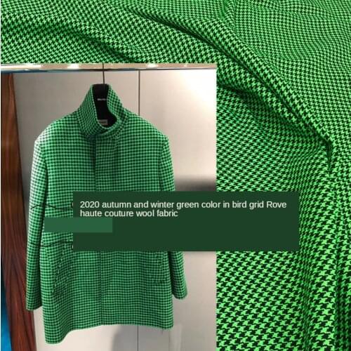 485gsm 2020 autumn and winter new European and American brand green chidori fabric coat coat custom fabric width 145cm