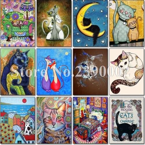 5D DIY Full Diamond Painting Cat Cartoon 3D Diamond Embroidery Animal Cross Stitch Mosaic Needlework Home Decor drill Painting