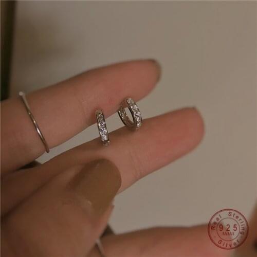 925 Sterling Silver Korean Small Micro-Inlaid Crystal Plating 14k Gold Earrings Women Exquisite Temperament All-Match Jewelry