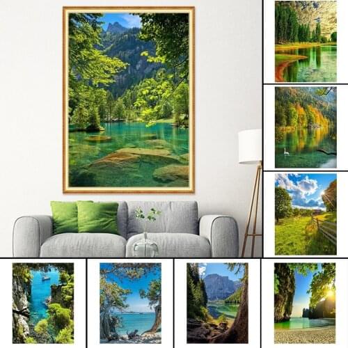 DIY 5D Diamond Painting Landscape Spring Kit Full Drill Embroidery Scenery Mosaic Art Picture of Rhinestones Wall Decor Gift