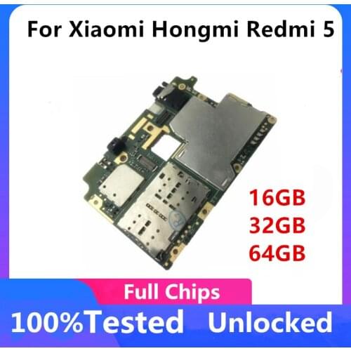 For Xiaomi Hongmi Redmi 5 16GB 32GB 64GB Motherboard Origina Unlocked Mainboard With Full Chips Logic Board Free Shipping