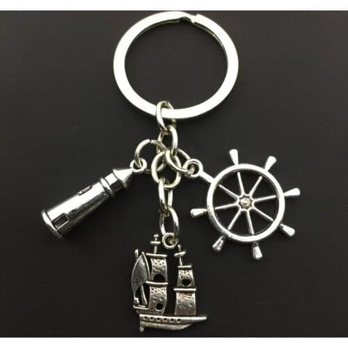 Vintage helmet sailboat keychain lighthouse keyring keychain best jewelry for ladies and men