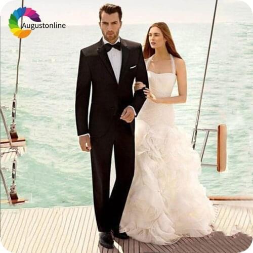 Custom Made Black Mens Classic Suit for Wedding Beach Slim Fit Groom Tuxedo Elegent Male Blazers 2 Piece Jacket Pants Ternos