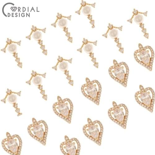 Cordial Design 50Pcs Jewelry Accessories/Hand Made/DIY Parts/Jewelry Making/Genuine Gold Plating/Fingernail Findings/CZ Charms