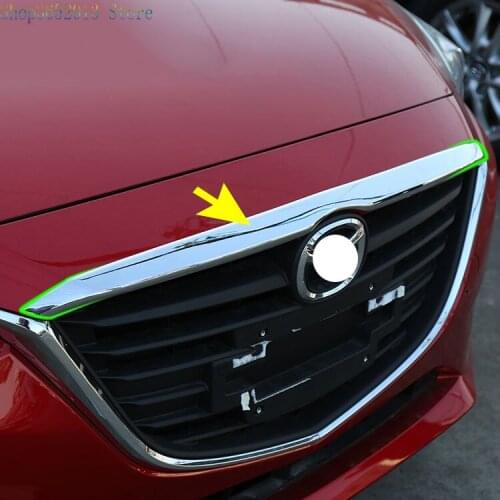For Mazda 3 Axela 2014-2016 ABS Chromed Front Grille Head Engine Car Hood Lid Molding Cover Trim Auto accessories