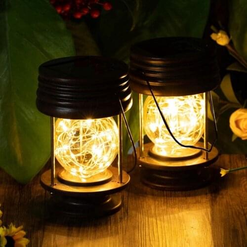 Solar Lantern Outdoor Hanging Solar Light Waterproof Solar Lantern Table Lamp Warm White with Fairy Light For Garden Yard Patio