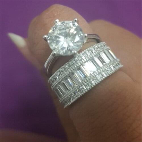 Choucong Handmade solitaire ring set 925 sterling Silver AAAAA Zircon cz Engagement Wedding Band Rings For Women Bridal Jewelry