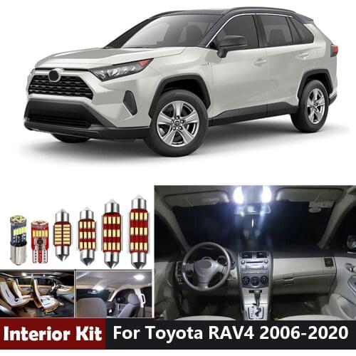 White Canbus Led Bulbs Led Interior Light Kit For Toyota RAV4 2006-2015 2016 2017 2018 2019 2020 Trunk License Plate Light
