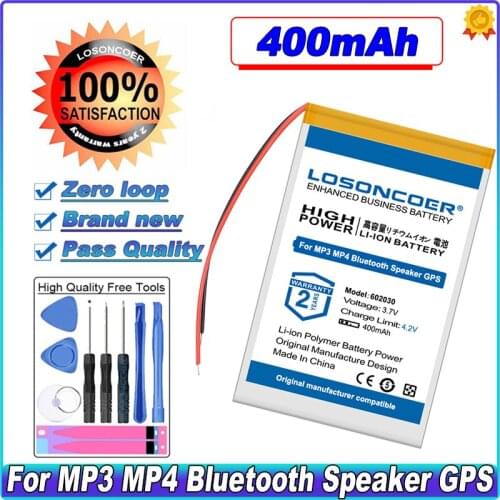 LOSONCOER 602030 3100mAh Battery Bluetooth MP3 Wireless Card Audio Recorder Li-ion Cell