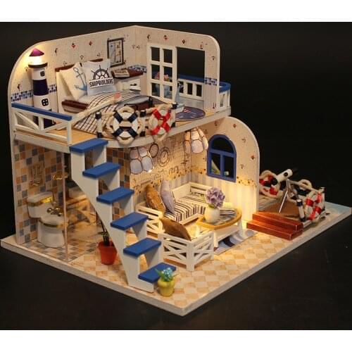 Miniature Doll House Model Wooden Furniture Building Blocks Toys Birthday Gifts BLUE COAST Diy Puzzle Toy M032