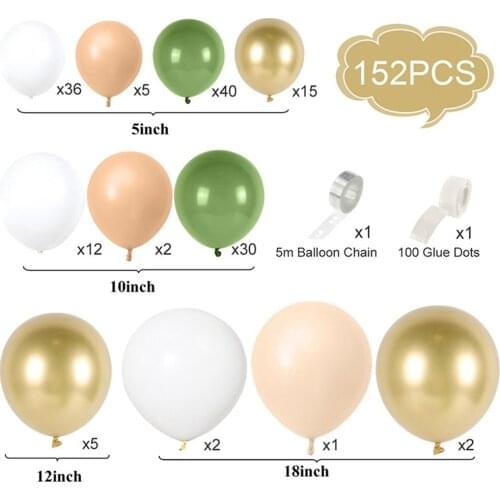 152pcs Avocado Green Latex Balloon Set Retro Balloon Chain Set Party Decoration Birthday Valentine Wedding Party Decors