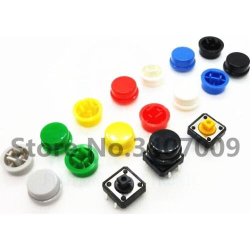 50pcs Round Tactile Button Caps Kits 9.58*5.1mm for 12*12*7.3mm Micro Tact Switch For Arduino
