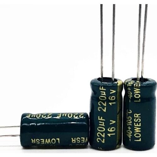 60pcs/lot T09 220uf16V Low ESR/Impedance high frequency aluminum electrolytic capacitor size 6*12 16V 220uf 20