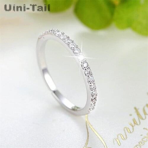 Uini-Tail2019 new listing 925 sterling silver simple temperament single row micro-inlaid ring Korean fashion small and exquisite