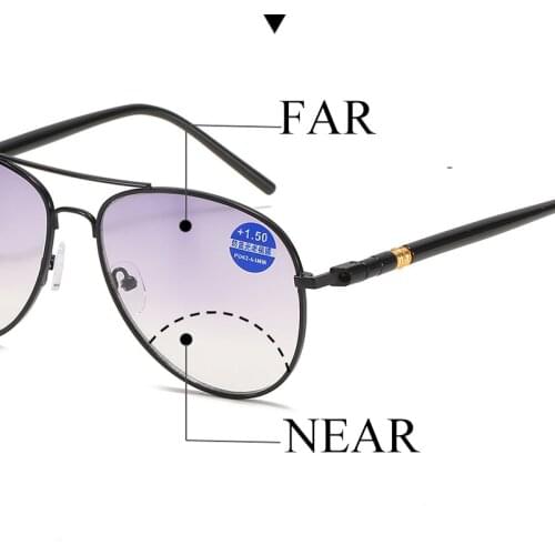 Gradient Lens Sun Progressive Bifocal Reading Glasses Anti Blue Light Far Near Magnification Multifocal Presbyopic Glasses 1.5