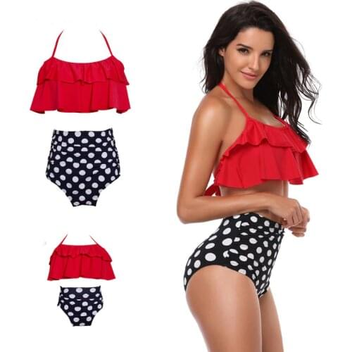 Mother Girl Swimming Clothing Women Beach Bikini Bathing Swimsuit Family Matching Swimwear Mother Daughter Beachwear DS29