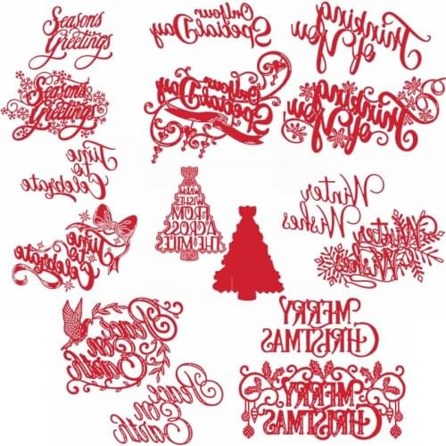 Holiday Greetings Metal Cutting Dies Holiday Phrases Die Cuts For Card Making DIY Scrapbooking New 2019 Embossed Crafts Cards