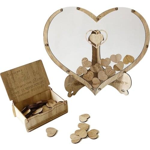 Heart Shape Transparent Wedding Decoration Guest Book Rustic Sweet Heart Drop Box Wedding Drop Box 3D Guestbook Wooden Box