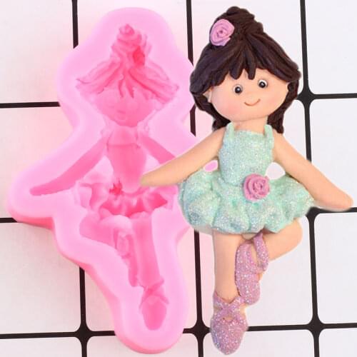 Ballet Girls Silicone Mold Dancer Cupcake Topper Fondant Cake Decorating Tools DIY Candy Resin Clay Chocolate Gumpaste Moulds