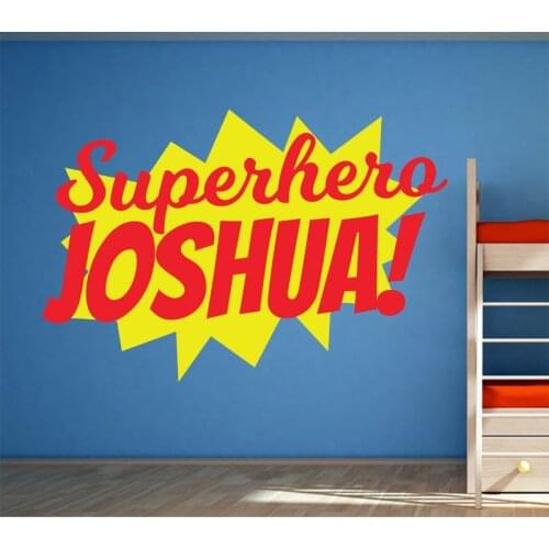 Superhero Burst Wall Decal Personalized Name Vinyl Wall Stickers For Kids Rooms Comic Book Boys Bedroom Custom Name Decor SYY662